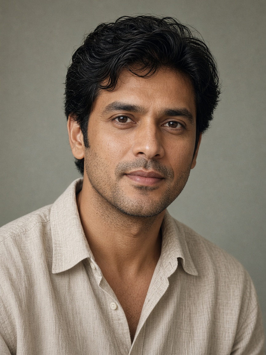 Standard example: a man facing the camera, even light, no sunglasses